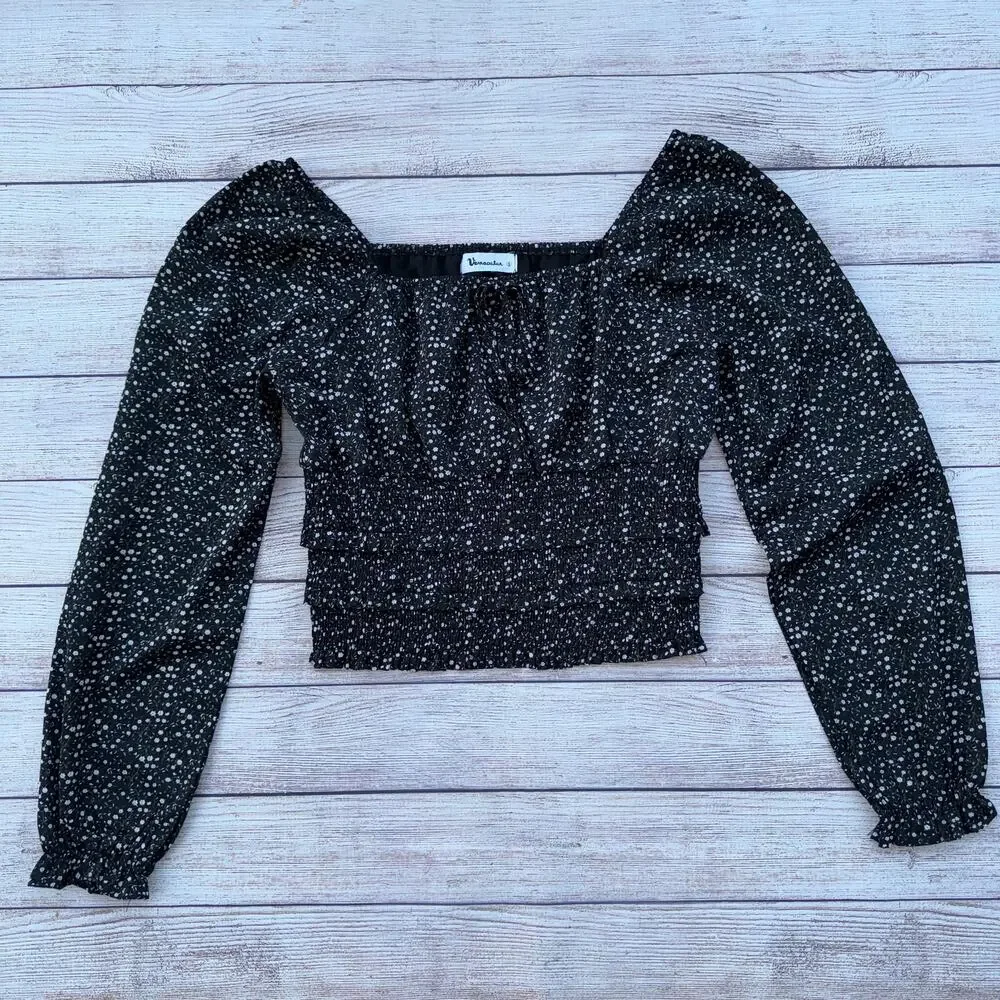 Vernacular Box Neckline Floral Long Sleeve Top - Picture 1 of 5